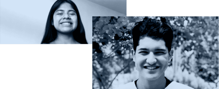 Two headshot images of Ester Noemí Bocel Chopén and Juan Quintero Florez smiling at camera