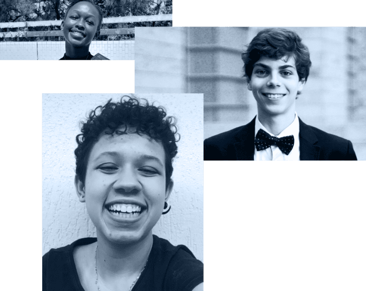 A collage of 3 images: headshots of Hawi Annette Odhiambo, Guilherme Ricci Coube, and Laura Ribeiro Fernandes do Rosário all smiling at the camera.